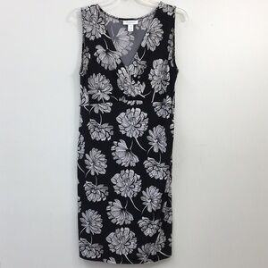 Motherhood Maternity V-Neck Sleeveless Black Floral A-Line Dress Size M